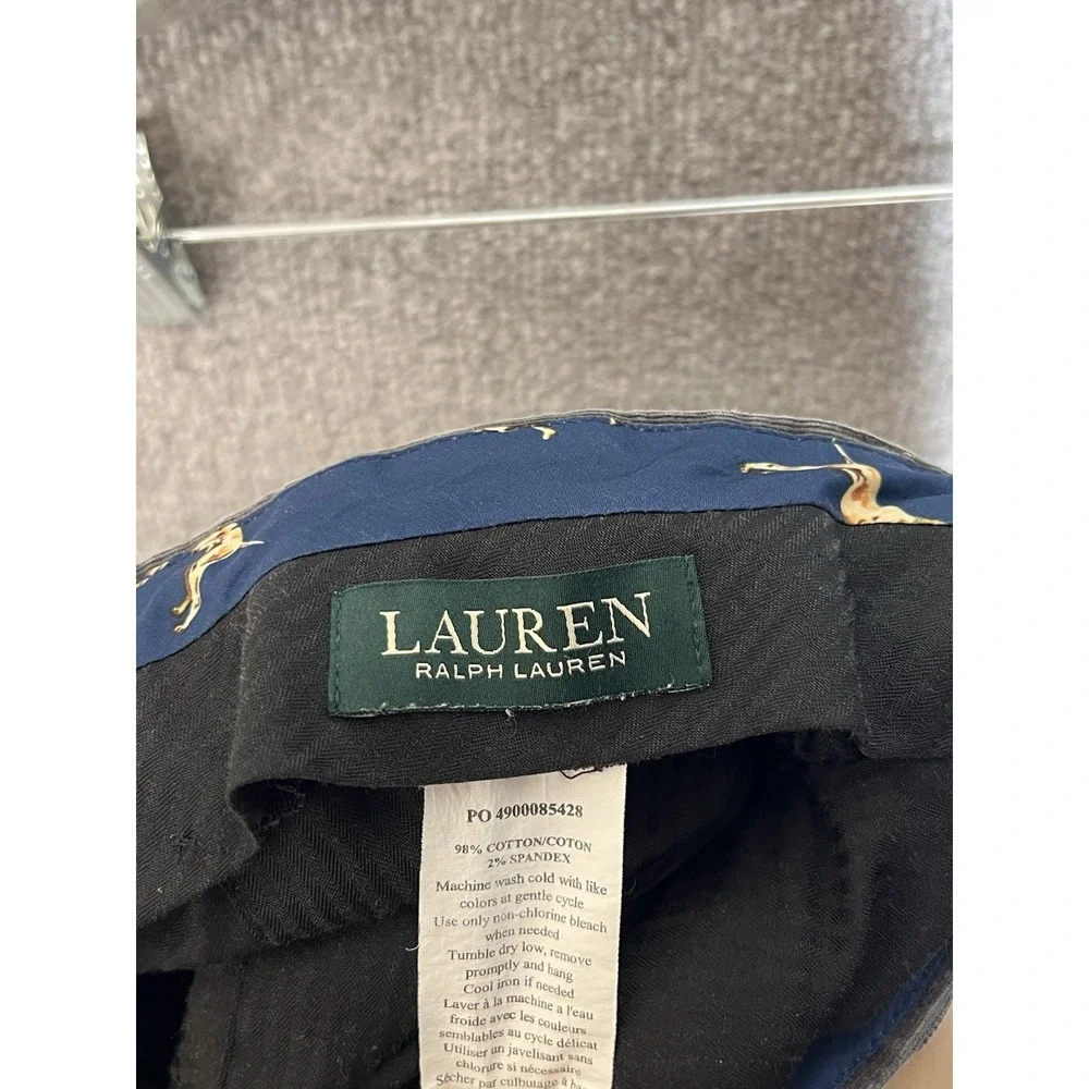 LAUREN Ralph Lauren Corduroy Pants Mens 38x32 Gray VTG Dog Print Waistband Trim